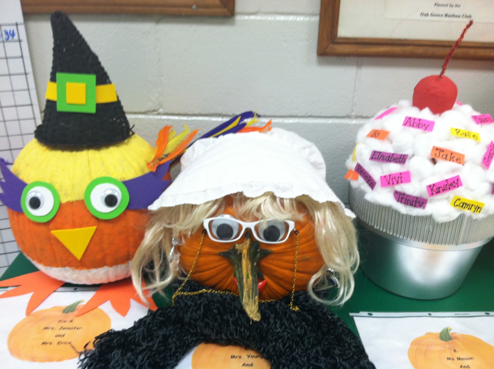 Young lively kindergarten pumpkin decorating contest